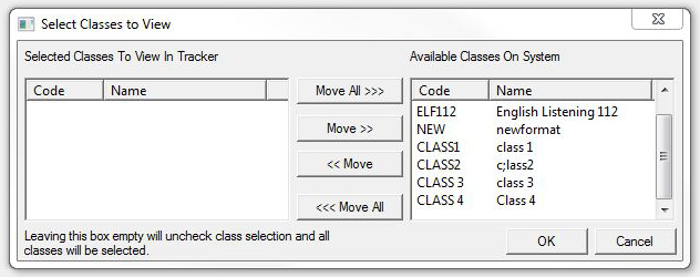 Class Selection Window