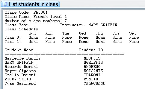 List Students in Class