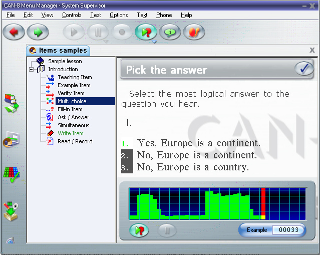 Multiple-choice screen