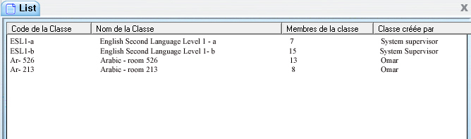 Class Functions Menu