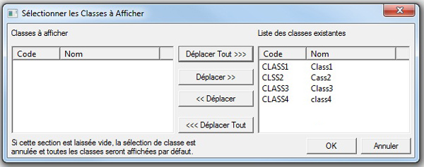 Class Selection Window