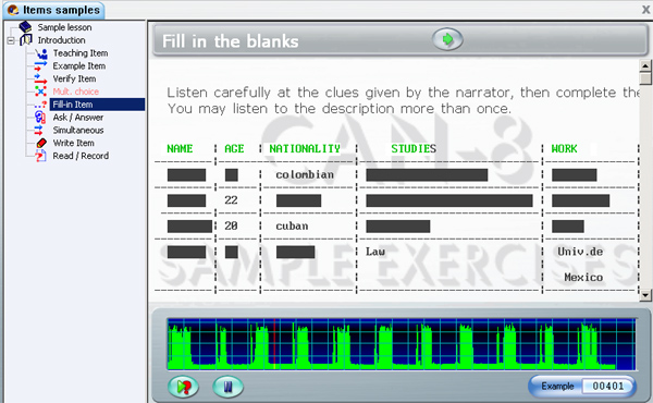 Fill in the blanks screen