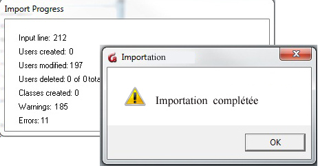 Import Progress Window